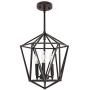 VINLUZ 3 Light Industrial Farmhouse Chandeliers Oil Rubbed BronzeMetal Geometric Lantern Pendant Lighting, Candle-Style Hanging Light Fixtures Ceiling for Kitchen Island Dining Room Bedroom