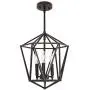 VINLUZ 3 Light Industrial Farmhouse Chandeliers Oil Rubbed BronzeMetal Geometric Lantern Pendant Lighting, Candle-Style Hanging Light Fixtures Ceiling for Kitchen Island Dining Room Bedroom