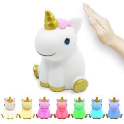Unicorn Night Light,USB Rechargeable Kids Night Light with Timer,Portable Nursery Lamp Tap Colorful Lights for Kids, Unicorn Nightlight for Boys Girls Bedroom