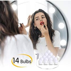 Hollywood Led Vanity Lights Strip Kit, with 14 Dimmable Light Bulbs for Full Body Length Mirror and Bathroom Wall Mirror, Plug in Mirror Lights with Power Supply, White (No Mirror Included)