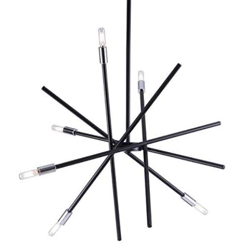 VILUXY Contemporary Chandelier Lighting Fixture 6-Light Sand Black Finish Mid-Century Pendant Lighting for Dining Room Bedroom Kitchen Living Room