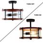 ROTTOGOON Semi Flush Mount Ceiling Light, 2-Light Rustic Vintage Wood Ceiling Light Fixture with Clear Seeded Glass Shade for Entryway, Hallway, Foyer, Dining Room, Living Room