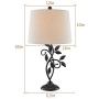 Maxax Traditional Table Lamp with Linen Fabric Shade Set of 2 for Living Room and Bedroom, Black