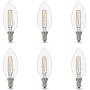 Amazon Basics 60W Equivalent, Clear, Soft White, Dimmable, 15,000 Hour Lifetime, B11 (E12 Candelabra Base) LED Light Bulb | 6-Pack