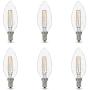 Amazon Basics 60W Equivalent, Clear, Soft White, Dimmable, 15,000 Hour Lifetime, B11 (E12 Candelabra Base) LED Light Bulb | 6-Pack