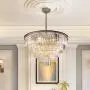 MEELIGHTING Nickel Modern Crystal Chandelier Lights Pendant Ceiling Light Vintage Contemporary Chandeliers Lighting Fixture Big (5-Tier 16Lights) for Dining Living Room Kitchen Island Bedroom W32''