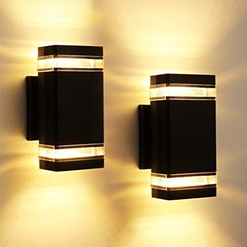 LEONLITE LED Up Down Wall Light, 20W, Integrated Wall Sconce Porch Light, 120W Eqv., Wet Location, 3000K Warm White, Pack of 2