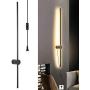 Ditoon Modern Plug in Wall Light LED Matte Black Wall Sconce with Plug in Cord On/Off Switch 39 3/8 inches Warm White Wall Mounted Lamp for Living Room Bedroom (1-Pack)