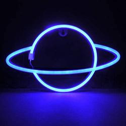 Planet Neon Signs Planet Neon Light Led Signs, Battery or USB Operated Planet Lamp Neon Lights Light up for Home,Kids Room,Bar,Festive Party,Christmas (Blue)