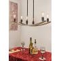 Kira Home Hazel 31.5'' 6-Light Large Rustic Farmhouse Kitchen Island Light Fixture, Curved Smoked Birch Wood Style Frame + Black Finish