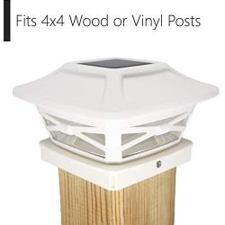 Davinci Renaissance Solar Post Cap Lights - Outdoor Lighting for 4x4 Wooden and Vinyl Posts - Bright Warm White LEDs - Pearl White (4 Pack)