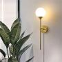 Modo Lighting Plug-in Wall Sconces Mid-Century Wall Light with On/Off Switch Industrial Minimalist Wall Lamp Fixture for Living Room Hallway Bedroom (Opal White Glass with Plug in)