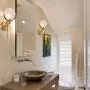 NOXARTE Mid Century Modern Wall Mounted Light Brushed Brass Wall Sconce Milky Glass Wall Lamp for Bedroom Living Room
