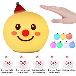 SUSSURRO Silicone Night Light for Kids, Portable Color Changing Glow Led Cute Snowman Lamp Soft Touch Light for Bedroom(Smile Snowman)