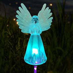 Angel Landscape Path Lights Garden Solar LED Outdoor Christmas Decor Christmas Memorial Angel Light Garden Stake Outdoor In-Ground Lights Outdoor Cemetery Grave Angels Statue Christmas Party Decor