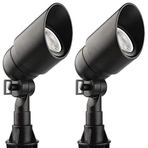 T&X 5W LED Landscape Lighting Landscape Lights, Low Voltage LED Spotlight 450 Lumen Warm White Cast-Aluminum Waterproof for Yard Lawn Porch Patio Outdoor Garden Light (2PK, Black)