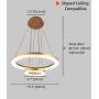 Joyxeon Modern Crystal Chandeliers, 2 Ring LED Ceiling Lights Pendant Lighting, Dining Room Chandelier, Adjustable Brass Gold Light Fixtures for Living Room, Bedroom, Porch - Warm White 3600Lm Bright