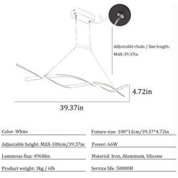 LED Chandelier Light Fixture Modern Dining Rooms Kitchen Chandeliers Ceiling Lamps Height Adjustable and Adjustable Lamp Color Brightness 66W Hanging Light for Office Study Kitchen Island Lighting