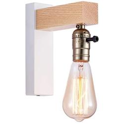 Wall lamp plugged into the wall, modern wall lamp E26 solid wood wall lamp with switch, used for reading, bedroom, aisle, kitchen, laundry room