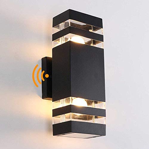 Tsiun Dusk to Dawn Sensor Outdoor Wall Light, Black Modern Waterproof Outdoor Wall Light for Hallway Living Room Bedroom Garden Use Porch Light (E26 Bulbs)