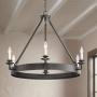 Parkham Dark Bronze Wagon Wheel Chandelier 33'' Wide Modern Farmhouse Rustic 6-Light Fixture for Dining Room House Foyer Kitchen Island Entryway Bedroom - Franklin Iron Works Parkham Dark Bronze Wagon Wheel Chandelier 33'' Wide Modern Farmhouse Rustic 6-Light Fixture for Dining Room House Foyer Kitchen Island Entryway Bedroom - Franklin Iron Works