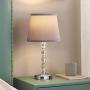 3 Way Dimmable Touch Control Crystal Table Lamp with 2 USB Charging Ports, Acaxin 17.7Inch Bedside Light with Mordern Gray Fabric Shade, Bed Lamp for Bedroom, Living Room, Guest Room(Bulb Included)