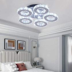 Modern Big Crystal Ceiling Light LED Chandelier Five Ring Pendant Light for Dinning Room Bedroom Kitchen