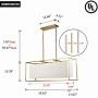 Vinsniv Modern Premium Rectangular Dining Room Chandelier, White Fabric Shade, Gold Plated Metal, 5-Light 35.43''L Pendant Adjustable Hanging Lighting for Kitchen Island Counter, UL-Listed E26 007