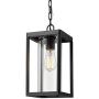 Beionxii Outdoor Pendant Light, Modern Exterior Hanging Porch Lantern, Sanded Black Aluminum with Clear Cylinder Glass - A291H-1PK