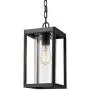 Beionxii Outdoor Pendant Light, Modern Exterior Hanging Porch Lantern, Sanded Black Aluminum with Clear Cylinder Glass - A291H-1PK