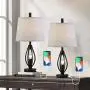 Modern Farmhouse Table Lamp Sets of 2 with 2 USB Ports Pulg in Industrial Nightlight Open Column Bedside Nightstand Light Lamps for Bedroom Living Room, White Fabric Shade, 2-Pack Modern Farmhouse Table Lamp Sets of 2 with 2 USB Ports Pulg in Industrial Nightlight Open Column Bedside Nightstand Light Lamps for Bedroom Living Room, White Fabric Shade, 2-Pack
