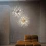 BOKT Modern Crystal Chandelier Golden Firework Pendant Light Fixtures with 7W G9 LED Bulbs, Dandelion Hanging Pedant Light for Living Room Dining Room Restaurant (Silver, 19.7''/ 50cm)