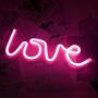 NiniTe LIGHTS Love Neon Light, Cute Neon Love Sign, Battery or USB Powered Night Light as Wall Decor for Kids Room, Bedroom, Festival, Party (Pink)