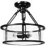 Tangkula Semi Flush Mount Ceiling Light, 3-Light Close to Ceiling Light with Bubble Glass Lampshade, Hanging Pendant Ceiling Light for Living Room, Dining Room, Kitchen (Black) Tangkula Semi Flush Mount Ceiling Light, 3-Light Close to Ceiling Light with Bubble Glass Lampshade, Hanging Pendant Ceiling Light for Living Room, Dining Room, Kitchen (Black)