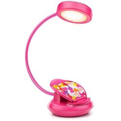 Cute Rechargeable LED Eye-Care Book Light, Clip on Reading Lights for Reading in Bed at Night, 3 Levels, 1.8oz Super Light Weight, Up to 40 Hours Reading.Perfect Gift for Kids, Christmas（Rose Red)