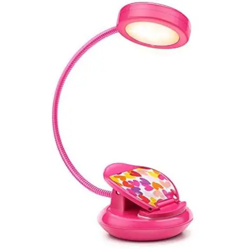 Cute Rechargeable LED Eye-Care Book Light, Clip on Reading Lights for Reading in Bed at Night, 3 Levels, 1.8oz Super Light Weight, Up to 40 Hours Reading.Perfect Gift for Kids, Christmas（Rose Red)