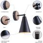 MWZ Rustic Farmhouse Black Metal and Wood Wall Sconce Adjustable Lamp，2 Pack ,Rustic Wall Lighting Fixture for Bedroom, Living Room, Headboard, Garage, Porch