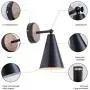 MWZ Rustic Farmhouse Black Metal and Wood Wall Sconce Adjustable Lamp，2 Pack ,Rustic Wall Lighting Fixture for Bedroom, Living Room, Headboard, Garage, Porch
