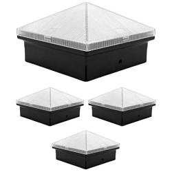 Davinci Pyramid Solar Post Cap Lights - Outdoor Lighting for 4x4 Wooden and Vinyl Posts - Bright Warm White LEDs - Slate Black (4 Pack)