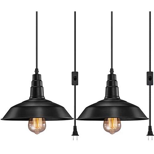 FadimiKoo Plug in Pendant Light E26 E27 Industrial Hanging Pendant Lights Vintage Hanging Light Fixture with 13.12ft Cord On/Off Switch 2 Pack FadimiKoo Plug in Pendant Light E26 E27 Industrial Hanging Pendant Lights Vintage Hanging Light Fixture with 13.12ft Cord On/Off Switch 2 Pack