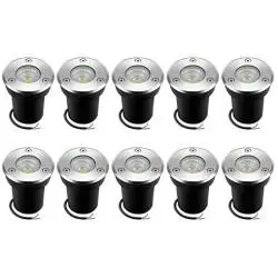 10Pack LED Landscape Lighting Well Lights 6W 12V-24V Ground Lights IP67 Waterproof Low Voltage Landscape Lights for Outdoor Backyard Garden Driveway Decoration (Warm White)