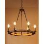 Wooden Farmhouse Chandeliers for Dining Rooms, Wagon Wheel Chandelier, Rustic Hanging Ceiling Light Fixture for Kitchen Island (6 Light Rectangle Wheel)