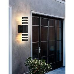 Modern Led Outdoor Wall Lights for House 3000K Warm White Light Outdoor Wall Sconce, Up/Down Porch Light Waterproof Outdoor Wall Lamps 12W 500LM, Black Exterior Light Fixtures (Light Source Include)