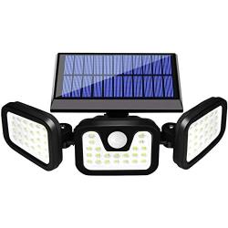 Ankishi Solar Motion Sensor Lights Outdoor, 74 LED 3 Adjustable Heads Solar Lights Outdoor, 1600LM Super Bright Solar Security Lights, IP67 Waterproof Solar Outdoor Lights For Porch Garden Yard Garage