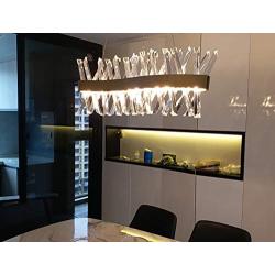 Siljoy X-Shape Crystal Chandelier Modern Led Pendant Lighting Gold Hanging Light Fixture with Metal Body Clear Shade for Dining Room Living Room Kitchen Island 40.5 Inches
