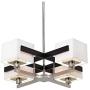 Quartet Brushed Nickel Pendant Chandelier 28'' Wide Modern Dark Mocha Wood Off White Fabric 4-Light Fixture for Dining Room House Island Entryway Bedroom Living Room - Possini Euro Design