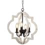 Farmhouse Orb Chandelier, 4-Light Hand-Painted Distressed Wood Hanging Light Fixture for Island Dining Foyer Entryway Lighting. (White, 4-Light)