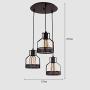 Unitary Brand Rustic Black Metal Cage Shade Dining Room Pendant Light with 3 E26 Bulb Sockets 120W Painted Finish