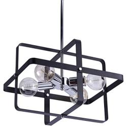 VILUXY Contemporary Geometric Pendant Light Fixture with Black Shade for Dining Room, Bedroom, Living Room Kitchen Island, Foyer 4-Light