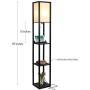 Brightech Maxwell Shelf Floor Lamp w. Wireless Charging Station, USB Port & Outlet - Column Lighting for Bedrooms, Offices & Living Rooms - Contemporary Skinny Nightstand & Tower Light - Black